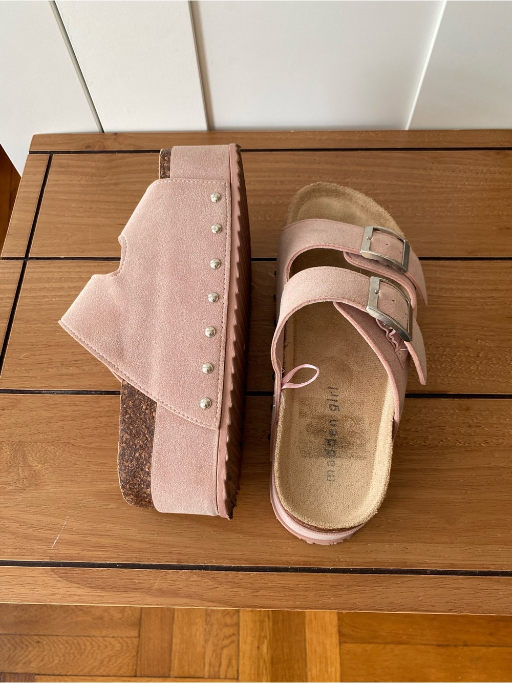 Madden Girl Pink Platform Double Buckle Slide Sandals Size 6.5 - Picture 5 of 8